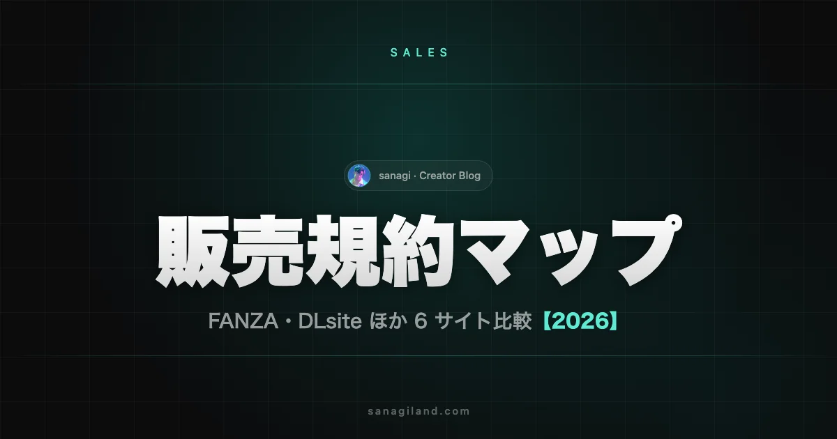 AI イラスト販売の規約マップ 2026｜FANZA・DLsite・BOOTH 6サイト比較